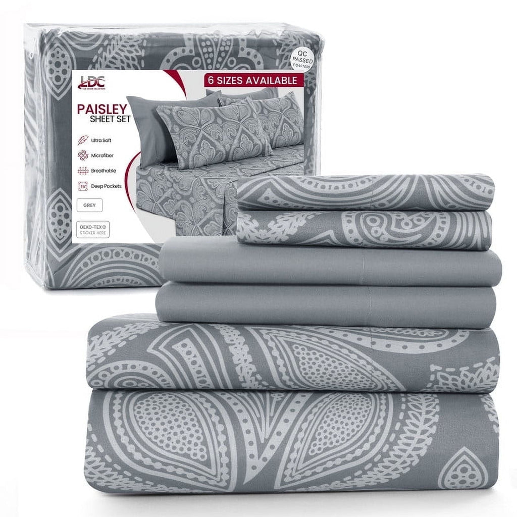 Premium Egyptian Cotton 6-Piece Bed Sheet Set, Deep Pocket Queen Sheets Up to 16 Inch, 1 Flat Sheet , 1 Fitted Sheet & 4 Pillowcases (Queen, ... - Breathable Egyptian Cotton Flat & Fitted Sheets - Default Title