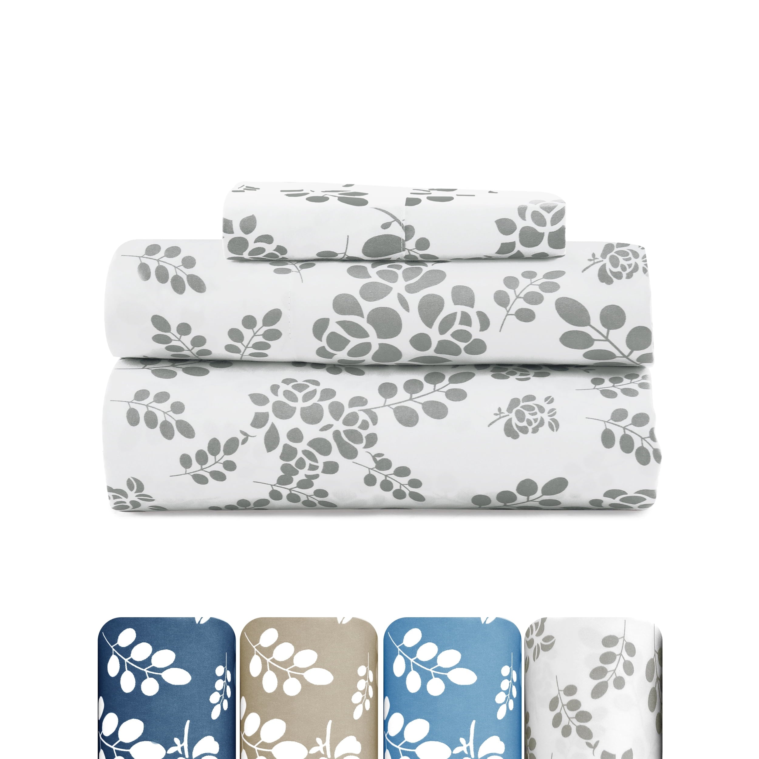 Wrinkle-Resistant Lux Decor Twin Microfiber Bed Sheets - 3 Piece Floral Sheet Set, Soft Breathable Bedding, Wrinlkle Resistant, OEKO-TE... - Cooling Hotel Quality Bedding Sheets and Pillowcases - Default Title