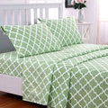 Wrinkle-Resistant Quatrefoil Bed Sheet Set (King, Sage/White) 4 Piece Deep Pocket 1800 Series Microfiber Bed Sheet Set Contains 1 Fitte... - Premium Ultra-Soft Pillowcase Pair for Sleeping - Default Title