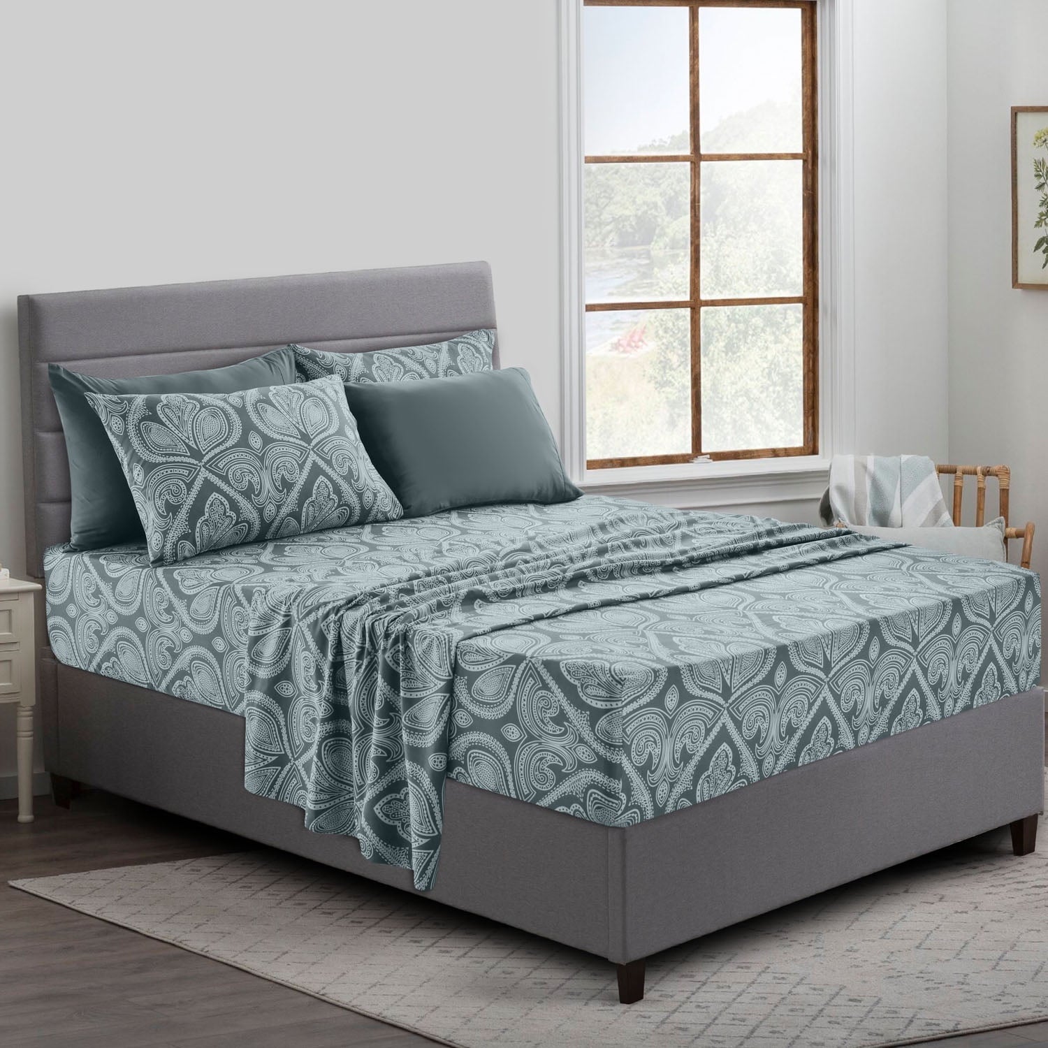 Ultra-Soft Queen Bed Sheets Set - 6 Piece Brushed Microfiber Bed Sheet - Shrinkage and Fade Resistant - (Queen, Grey) - Breathable Egyptian Cotton Flat & Fitted Sheets - Default Title