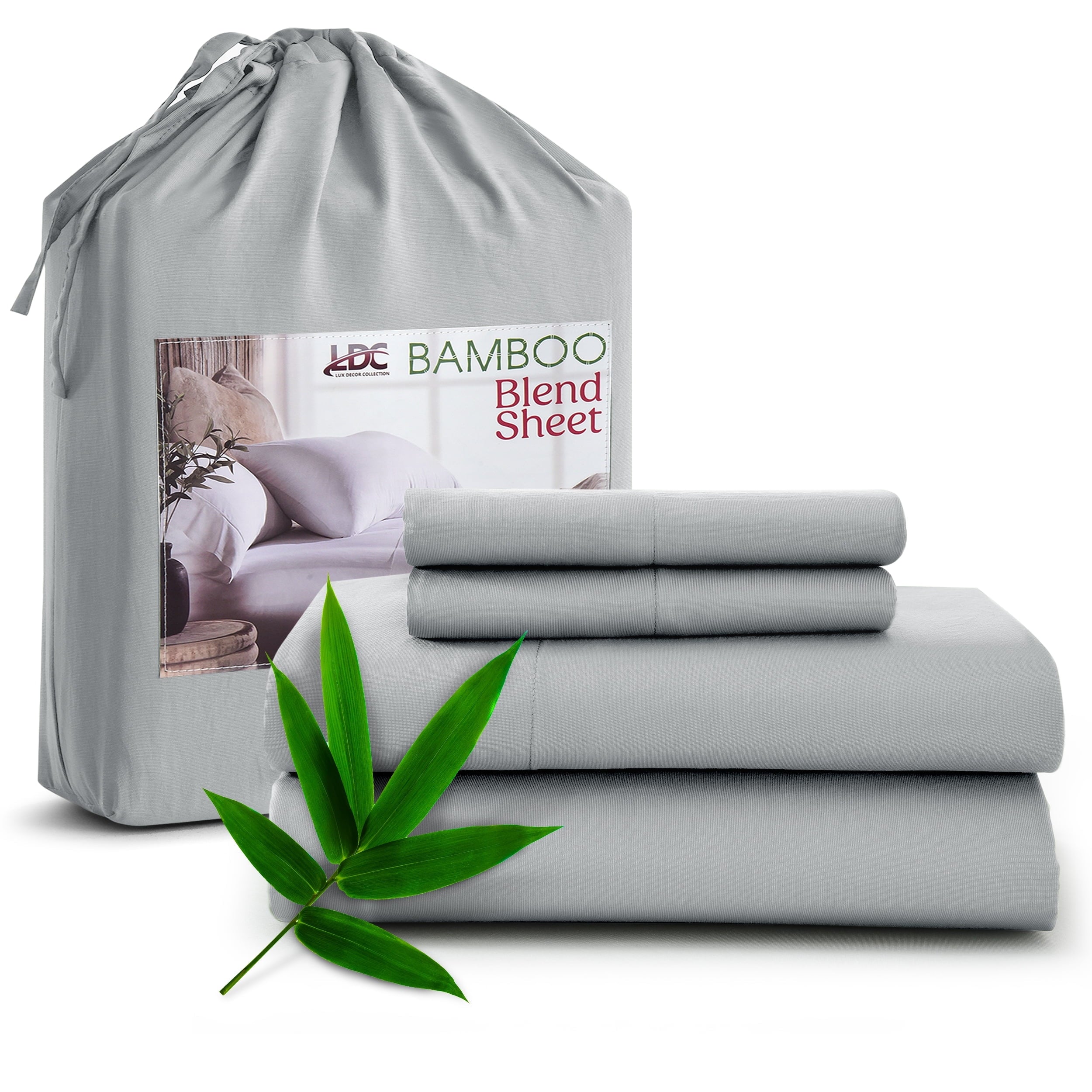 Premium Egyptian Cotton Rayon - 4 Piece Cooling Bed Sheets Set, Gray - Breathable Egyptian Cotton Flat & Fitted Sheets - Default Title
