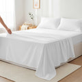 Wrinkle-Resistant 100% Cotton Sheets For Queen Size Bed - Luxury 400 Thread Count Queen Sheet Set, 4 Piece Sateen Weave Queen White Cot... - Cooling Hotel Quality Bedding Sheets and Pillowcases - Default Title