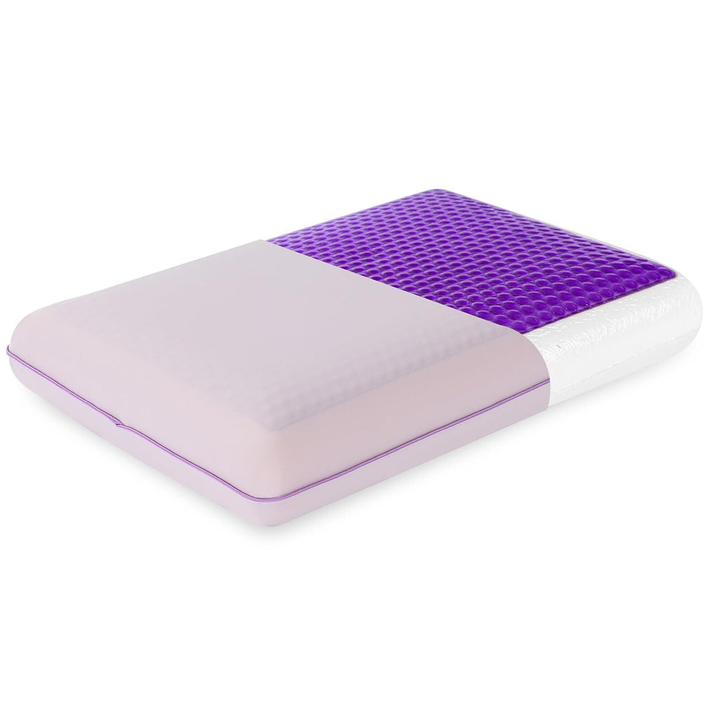 Fluffy Shredded Memory Foam Pillow, Cooling Gel Bed Pillow, Queen, Purple - Ergonomic Memory Foam Pillow for Neck Pain Support - Default Title