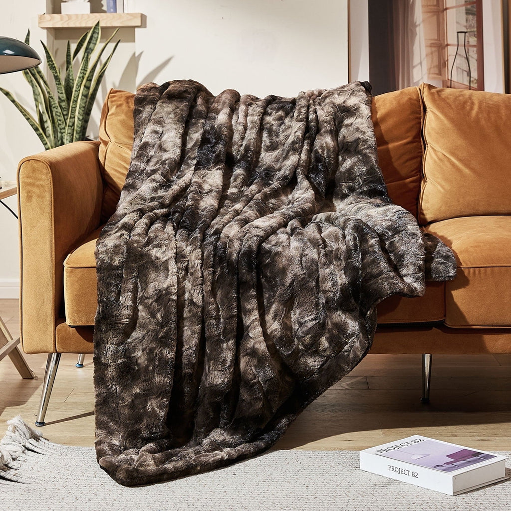 Cozy Fleece Faux Rabbit Fur Throw Blanket- 50x60 inches, Soft Fluffy Cozy Warm Fuzzy Machine Washable, Durable Blanket for Couch ... - Super Soft Reversible Sherpa Flannel Blanket - Default Title