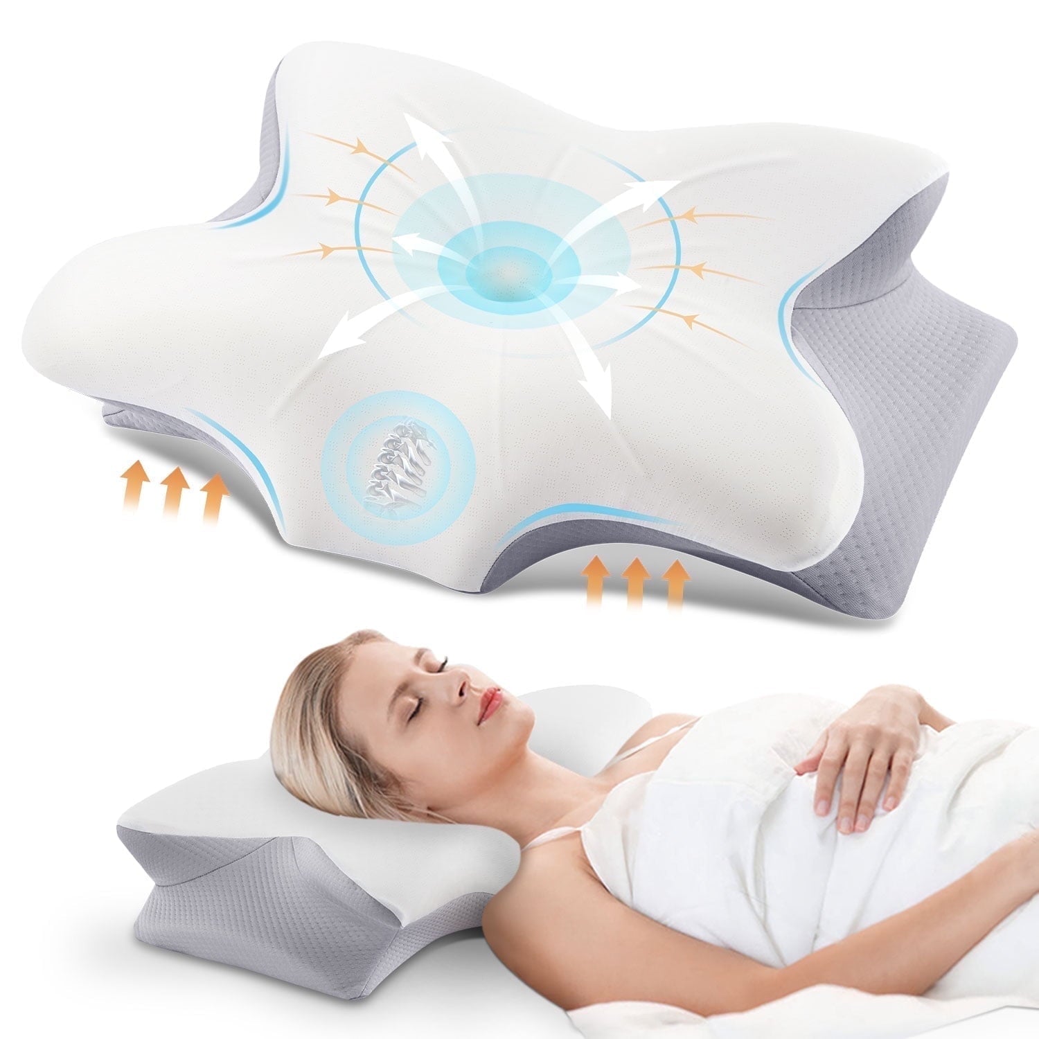 Decorative Plump Cervical Pillow for Neck Pain Relief, Contour Memory Foam Pillows, Odorless Ergonomic Neck Pillow Adjustable Orthoped... - Hotel Quality Plush Sleeping Pillows - Default Title