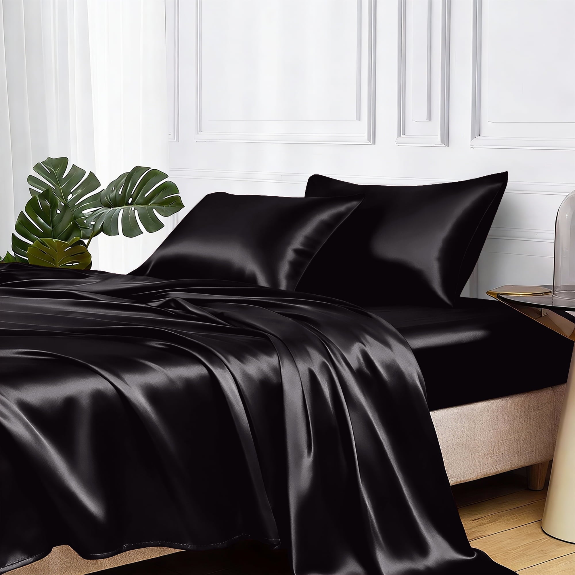 Premium Egyptian Cotton Set Queen 4 Pcs, Silky Elegant Luxurious Queen Size Bed s, with Flat , Deep Pocket Fitted for Mattress and Matching P... - Luxury Bed Sheet Set with Deep Pockets - Default Title