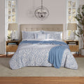 Heavyweight Warmth Full/Queen Comforter Set, All-Season, 5-Piece, Blue Matelasse Ikat - Luxurious Quilted Duvet Cover Set - Default Title