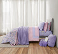 All-Season 14pc College Dorm Essentials Bundle, Twin-XL, Reversible Bed in a Bag Comforter Set, Purple Floral - Luxurious Quilted Duvet Cover Set - Default Title