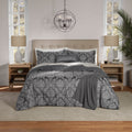 Heavyweight Warmth Full/Queen Comforter Set, All-Season, 5-Piece, Grey Jacquard Damask - All-Season Down Alternative Comforter Insert - Default Title