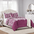 Hypoallergenic Cloud 5-Piece Jacquard Comforter Set with Decor Pillow and Throw Purple Flocking Embroidery Bedding Set, Full/Queen - Luxurious Quilted Duvet Cover Set - Default Title