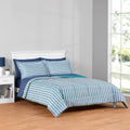 All-Season All in One Reversible Comforter and Sheet Set- 7 Piece, Queen, Blue Pinstripe - Cloud-Like Soft Lightweight Bed Comforter - Default Title