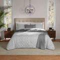 Luxurious Quilted Full/Queen Comforter Set, All-Season, 5-Piece, Soft Silver Check - Cloud-Like Soft Lightweight Bed Comforter - Default Title