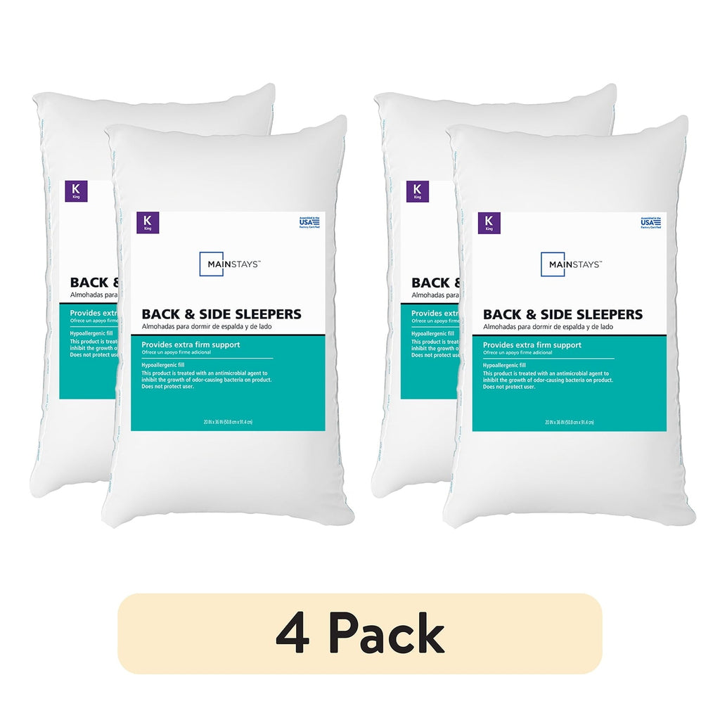 Decorative Plump Back & Side Sleeper Bed Pillow, King - Extra Firm Support (4 Pack) - Decorative Throw Pillow Cushion for Sofa & Bed - Default Title