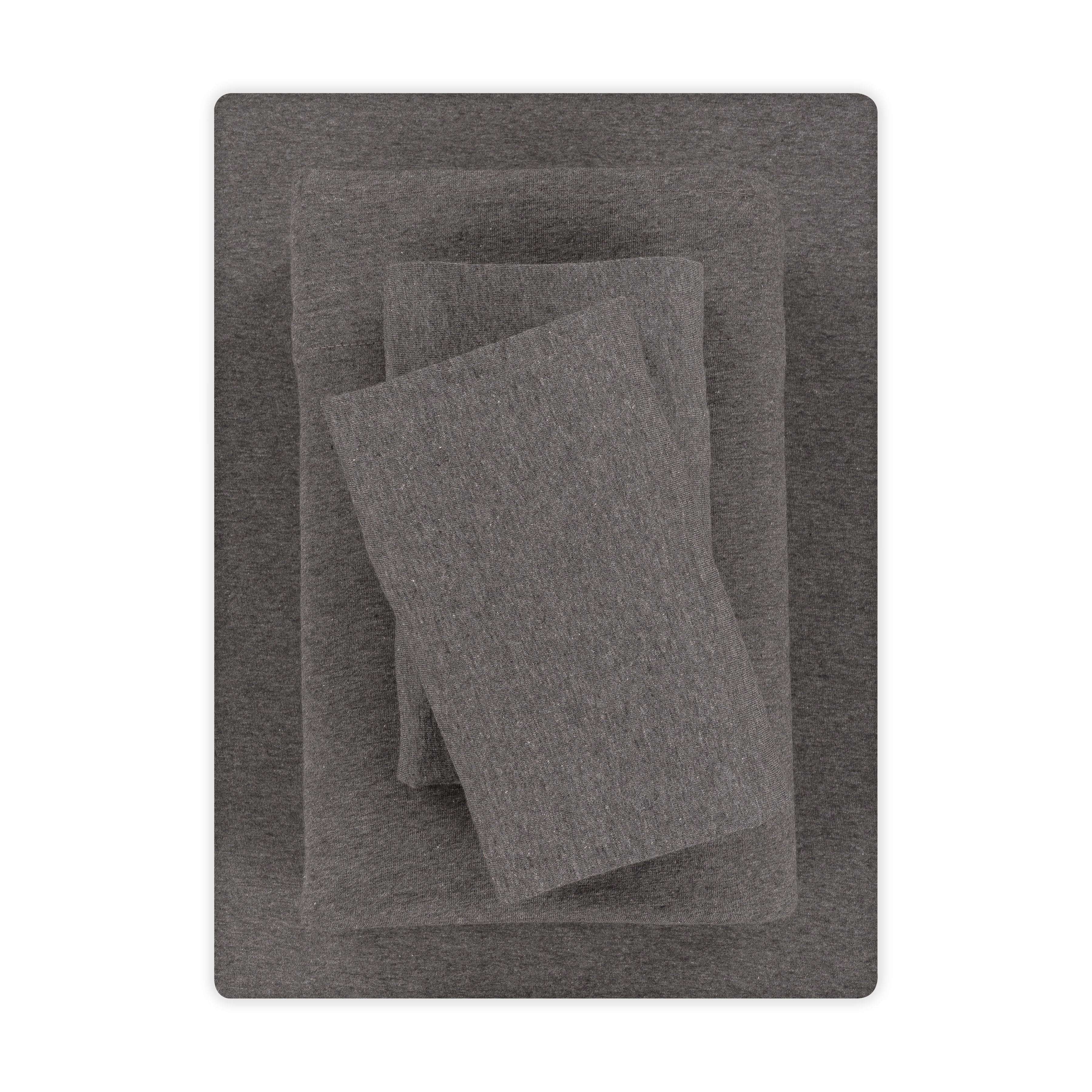 Premium Egyptian Cotton Cotton Rich Extra Soft Jersey Bed Sheet Set, Queen, Charcoal, 4 Pieces - Breathable Egyptian Cotton Flat & Fitted Sheets - Default Title