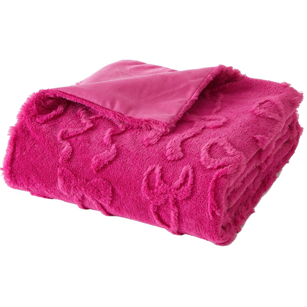 Reversible Sherpa Gen Z 50" x 60"Carved Bow Faux Fur Throw - Cozy Fleece Throw Blanket for Couch & Bed - Default Title
