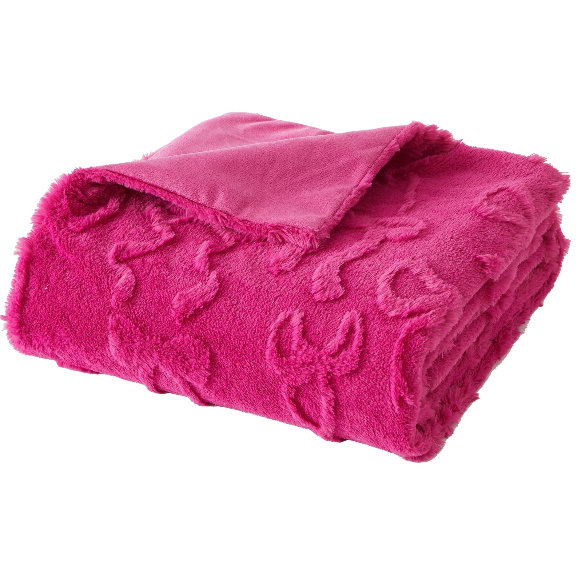 Reversible Sherpa Gen Z 50" x 60"Carved Bow Faux Fur Throw - Cozy Fleece Throw Blanket for Couch & Bed - Default Title