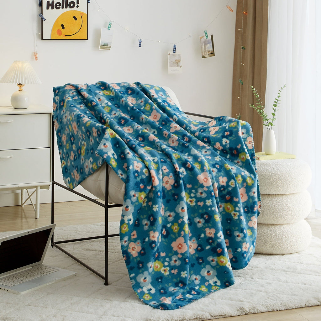 Super Soft Flannel Cozy Fleece Throw Blanket Delightful Floral 50" x 60", All Ages - Lightweight Plush Warm Blanket for All Seasons - Default Title