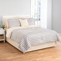 Luxurious Quilted Soft Touch Bed in a Bag 11-Piece Reversible Tan & Black Striped Comforter Set with Sheets, Queen - All-Season Down Alternative Comforter Insert - Default Title