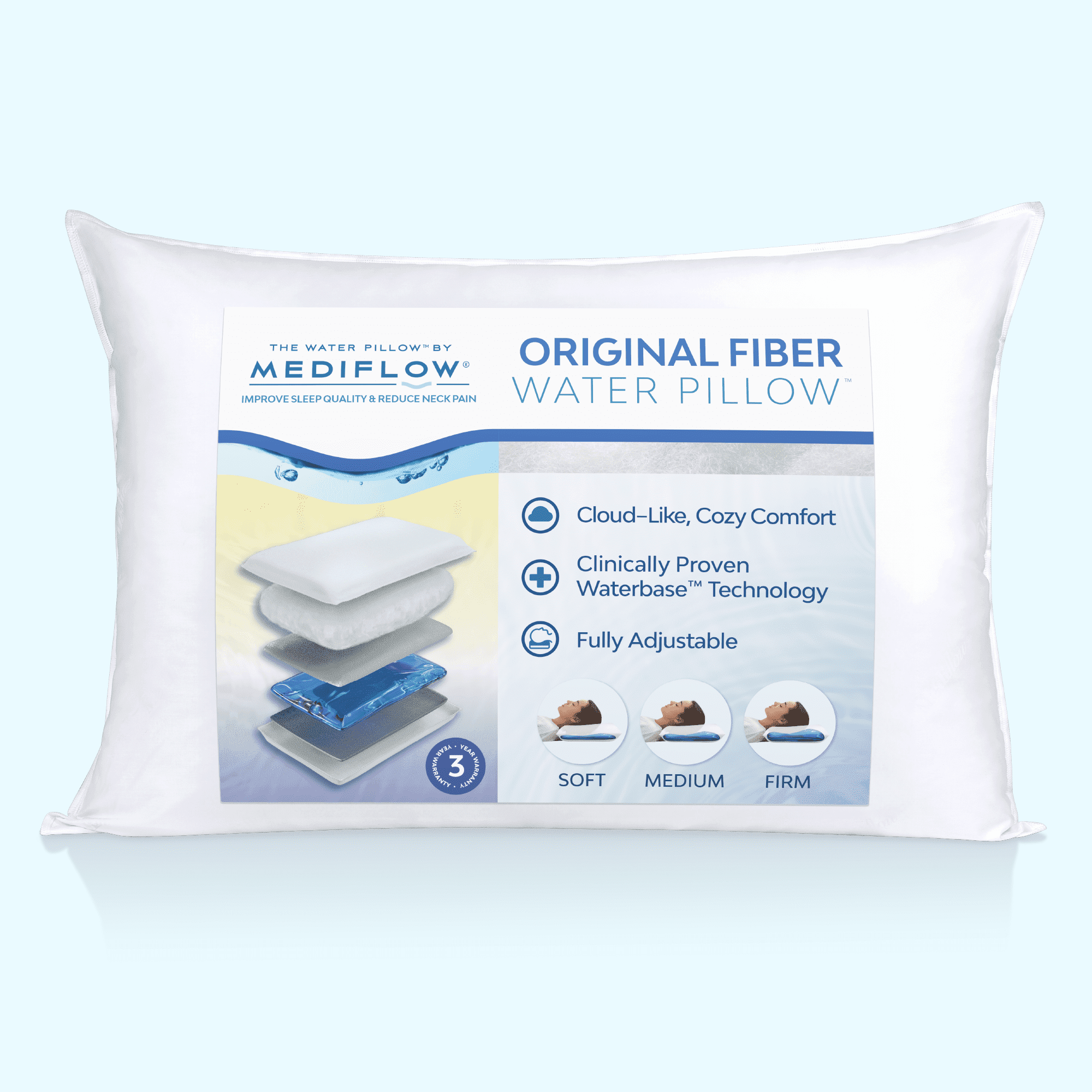 Ergonomic Memory Foam Fiber Water Pillow: Adjustable Pillow for Neck Pain Relief, Pillow for Side, Back, and Stomach Sleepers, The Original... - Hotel Quality Plush Sleeping Pillows - Default Title