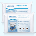 Fluffy Shredded Memory Foam Water Pillow - Adjustable Pillow for Neck Pain Relief, Pillow for Side, Back, and Stomach Sleepers, The O... - Hotel Quality Plush Sleeping Pillows - Default Title