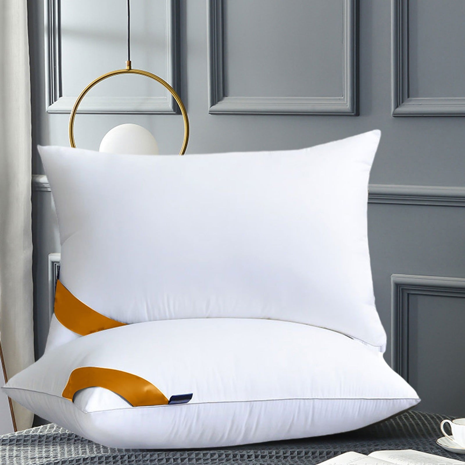 Decorative Plump Pillows Set of 2 - White Pillows 2 Pack Hotel Quality Bed Pillows for Sleeping Soft and Supportive Pillows for Side, ... - Orthopedic Shredded Foam Bed Pillow Set - Default Title
