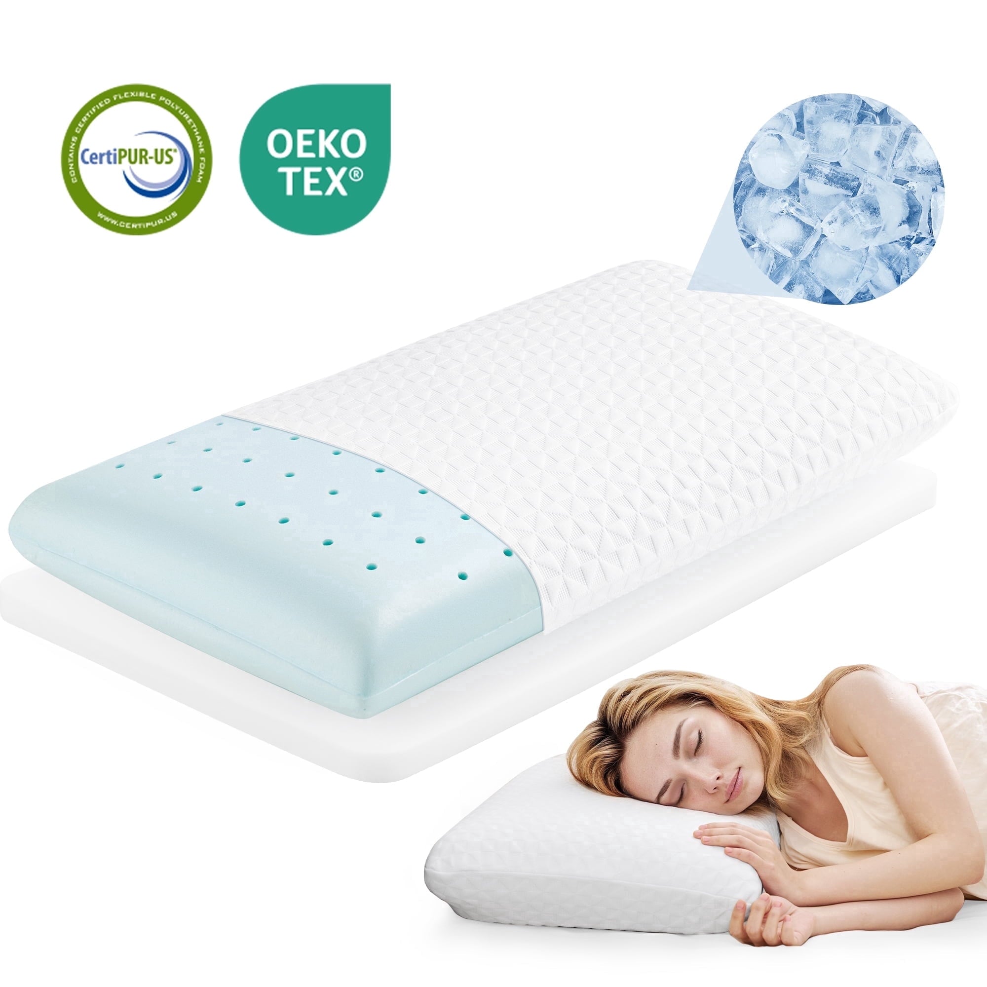 Orthopedic Support Gel Memory Foam Pillow for Bed, Adjustable Height Bed Pillow with 0.8" Removable Insert, Ergonomic Neck Support for S... - Ergonomic Memory Foam Pillow for Neck Pain Support - Default Title