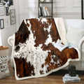 Decorative Knitted Milk Cow Print Throw Blanket for Bed Chair,Black Brown Cowhide Fleece Blanket 50"x60",Farmhouse Rustic Animal Skin We... - Luxury Knitted Decorative Throw Blanket with Fringes - Default Title
