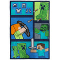 Super Soft Flannel Minecraft Kids Twin/Full Blanket, 62 x 90, Microfiber, Green and Blue - Luxury Knitted Decorative Throw Blanket with Fringes - Default Title