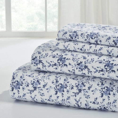 Cooling Sateen 3-Piece Brittany Printed Cotton Flannel Adult Bed Sheet Set, Twin - Cooling Hotel Quality Bedding Sheets and Pillowcases - Default Title