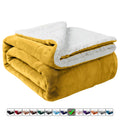 Super Soft Flannel Moonlight20015 Sherpa Blanket Fluffy Plush Couch & Travel Blanket Reversible Throw Size Ochre Color - Lightweight Plush Warm Blanket for All Seasons - Default Title