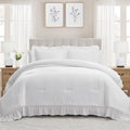 Heavyweight Warmth Full/Queen Comforter Set, All-Season, 3-Piece, White Ruffle - Hypoallergenic Ultra-Fluffy Quilt for Winter - Default Title