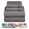 Premium Egyptian Cotton Queen Sheets Set, 1800 Series 4 Piece Sheets , Luxury Soft Microfiber Queen Size Bed Sheets Set, Gray - Premium Ultra-Soft Pillowcase Pair for Sleeping - Default Title