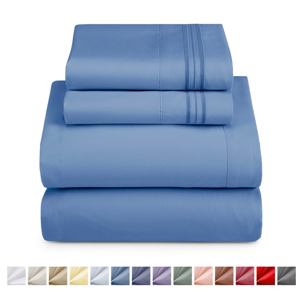 Ultra-Soft Split King Sheet Sets, Deep Pocket 5 Piece, Luxury Soft Microfiber Bed Sheet Sets, BLUE HEAVEN - Premium Ultra-Soft Pillowcase Pair for Sleeping - Default Title