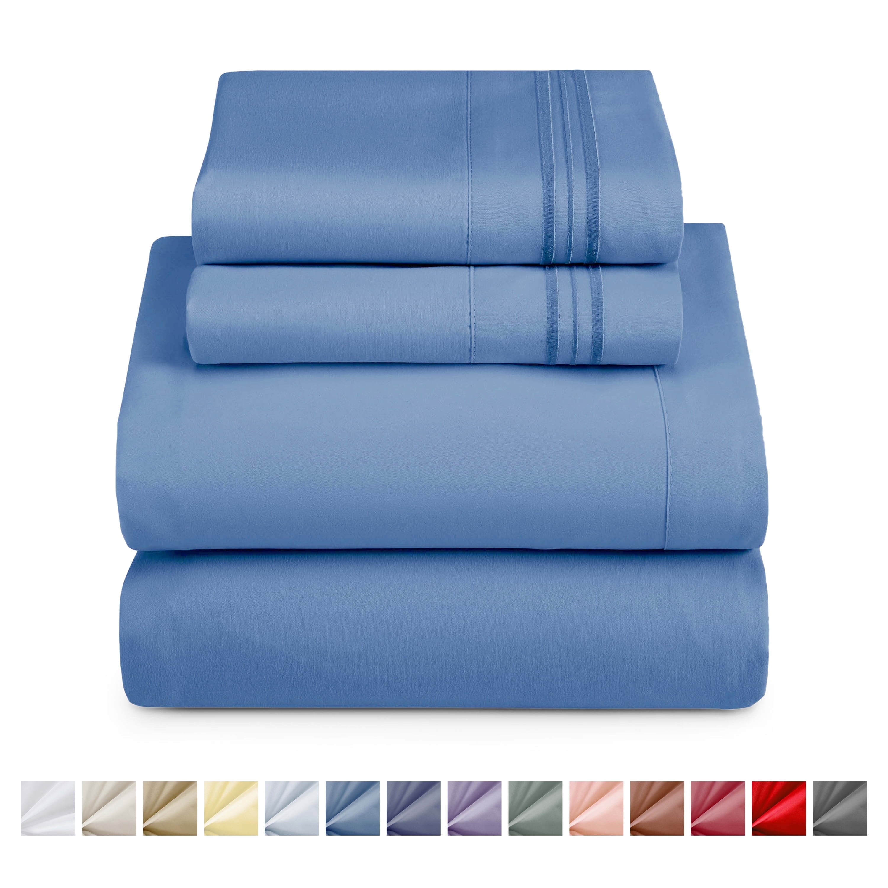 Ultra-Soft Split King Sheet Sets, Deep Pocket 5 Piece, Luxury Soft Microfiber Bed Sheet Sets, BLUE HEAVEN - Premium Ultra-Soft Pillowcase Pair for Sleeping - Default Title