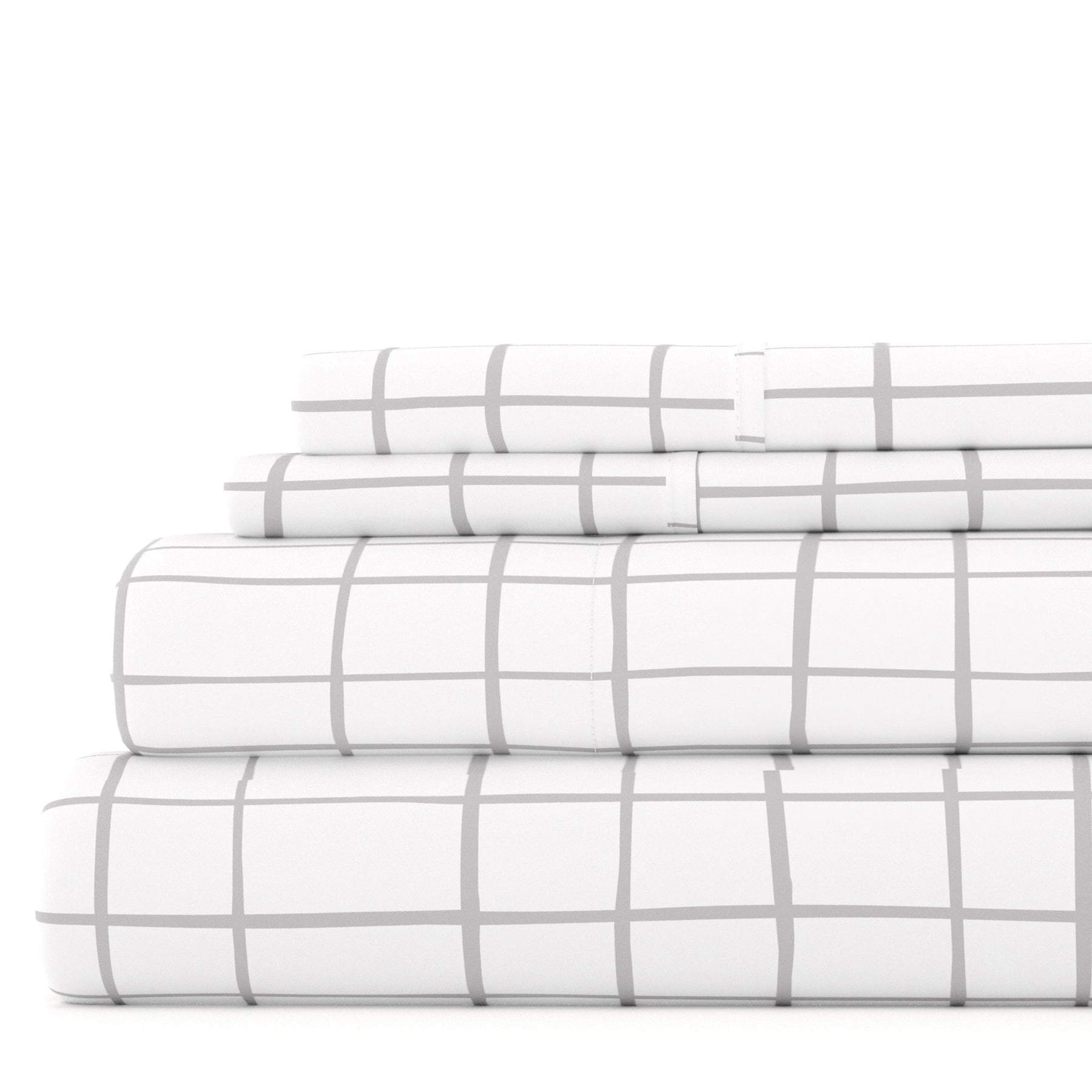 Breathable Luxury 4 Piece Pattern Microfiber Bed Sheets Set, Light Gray Crossroad, Twin - Breathable Egyptian Cotton Flat & Fitted Sheets - Default Title