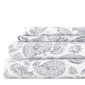 Ultra-Soft 4 Piece Pattern Microfiber Bed Sheets Set, Navy Coarse Paisley, Full - Luxury Bed Sheet Set with Deep Pockets - Default Title