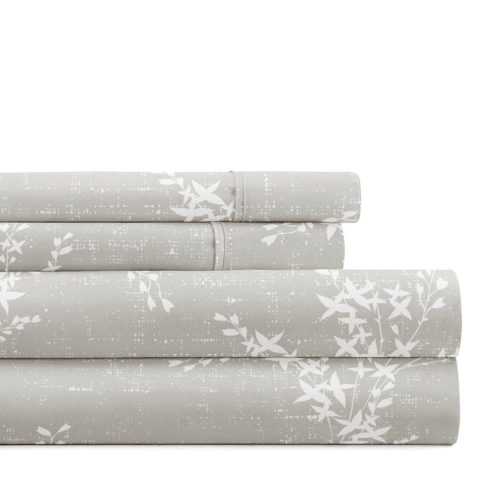 Ultra-Soft 3 Piece Pattern Microfiber Bed Sheets Set, Distressed Willow Light Gray, Twin - Cooling Hotel Quality Bedding Sheets and Pillowcases - Default Title