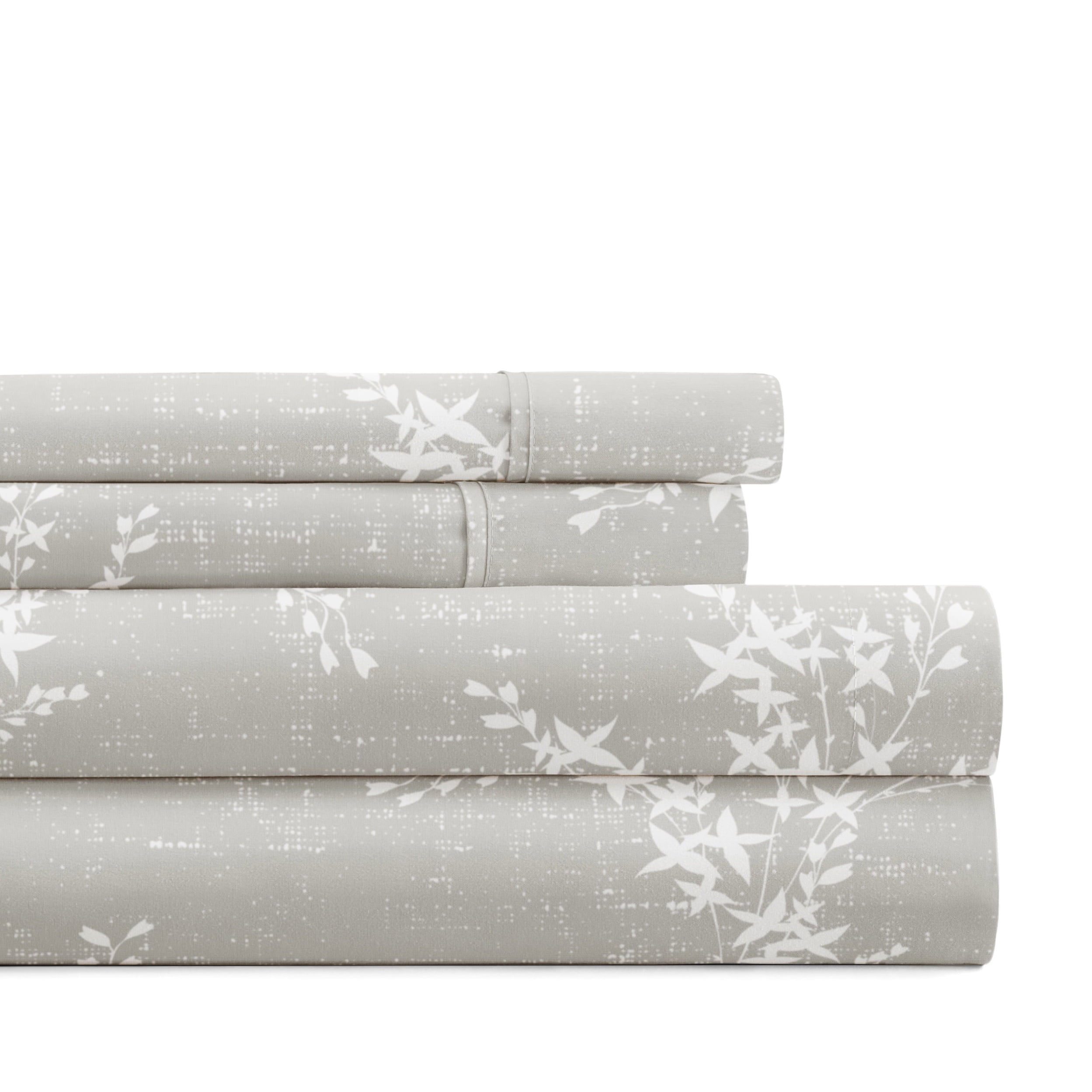 Ultra-Soft 3 Piece Pattern Microfiber Bed Sheets Set, Distressed Willow Light Gray, Twin - Cooling Hotel Quality Bedding Sheets and Pillowcases - Default Title