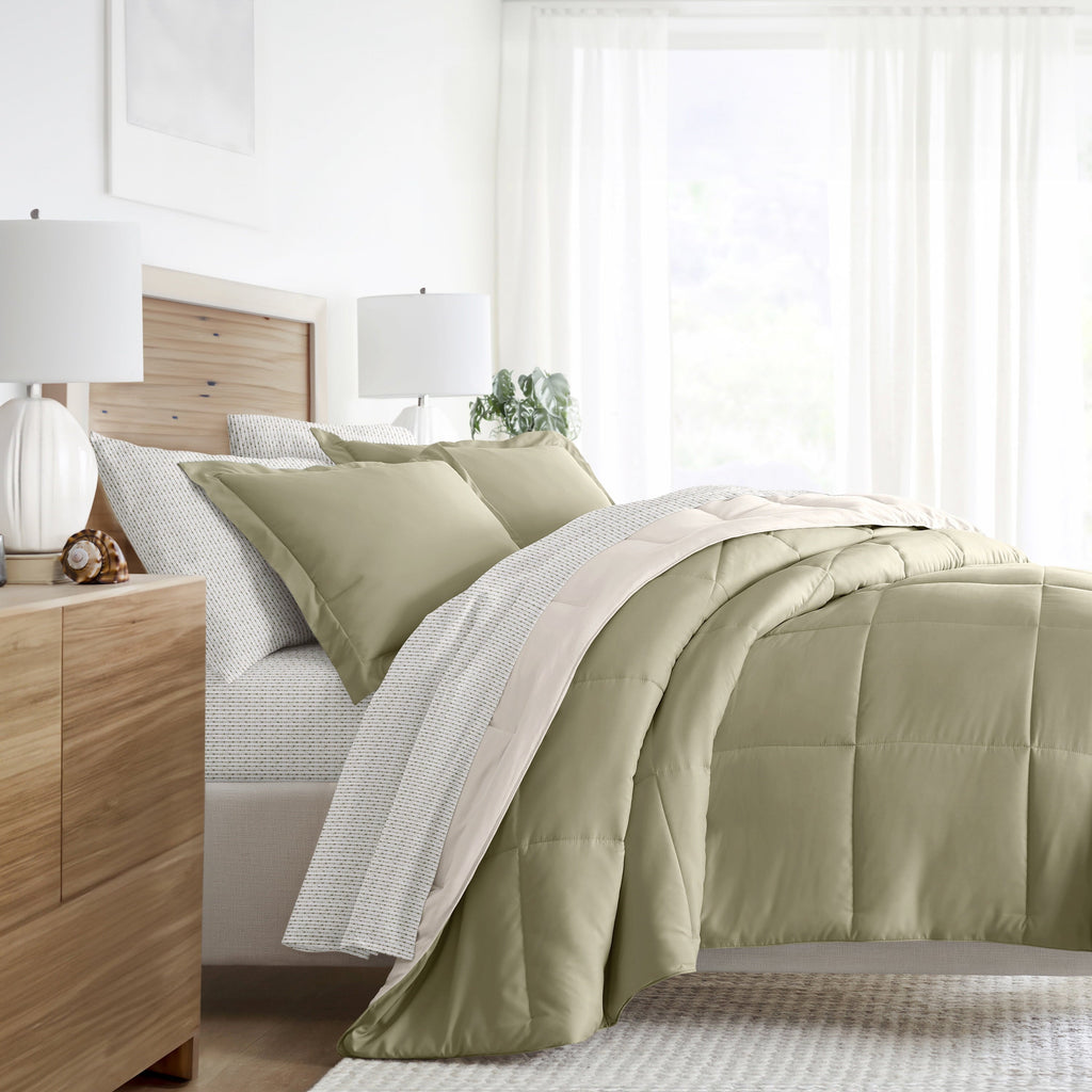 Fluffy Down Alternative 5 Piece Bedding Bundle, Reversible Comforter and Patterned Sheet Set, Twin - Cloud-Like Soft Lightweight Bed Comforter - Default Title