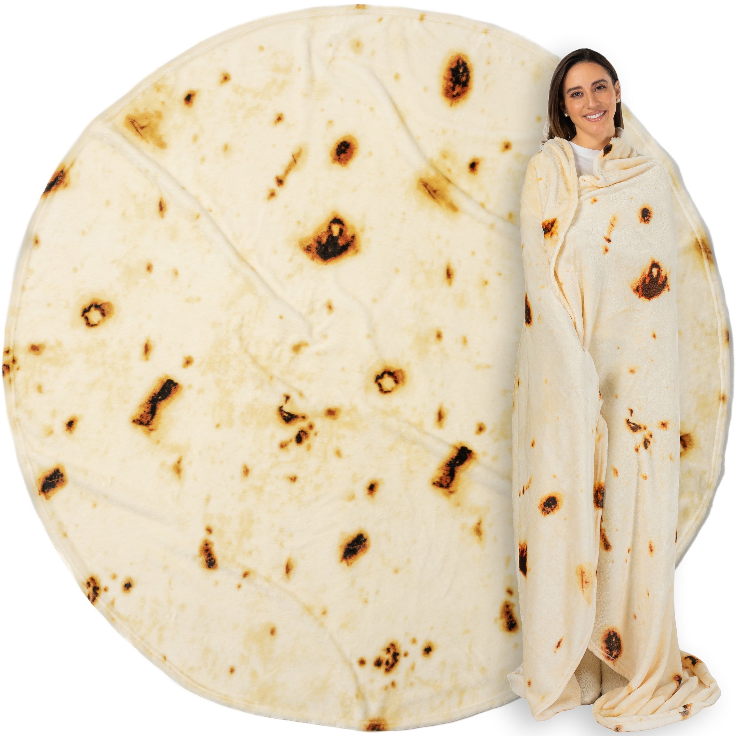 Cozy Fleece Burrito Tortilla Blanket, Double Sided Taco Flour Wrap Novelty Throw for Adult Kid Teen, Realistic Food Blanket, Funn... - Super Soft Reversible Sherpa Flannel Blanket - Default Title