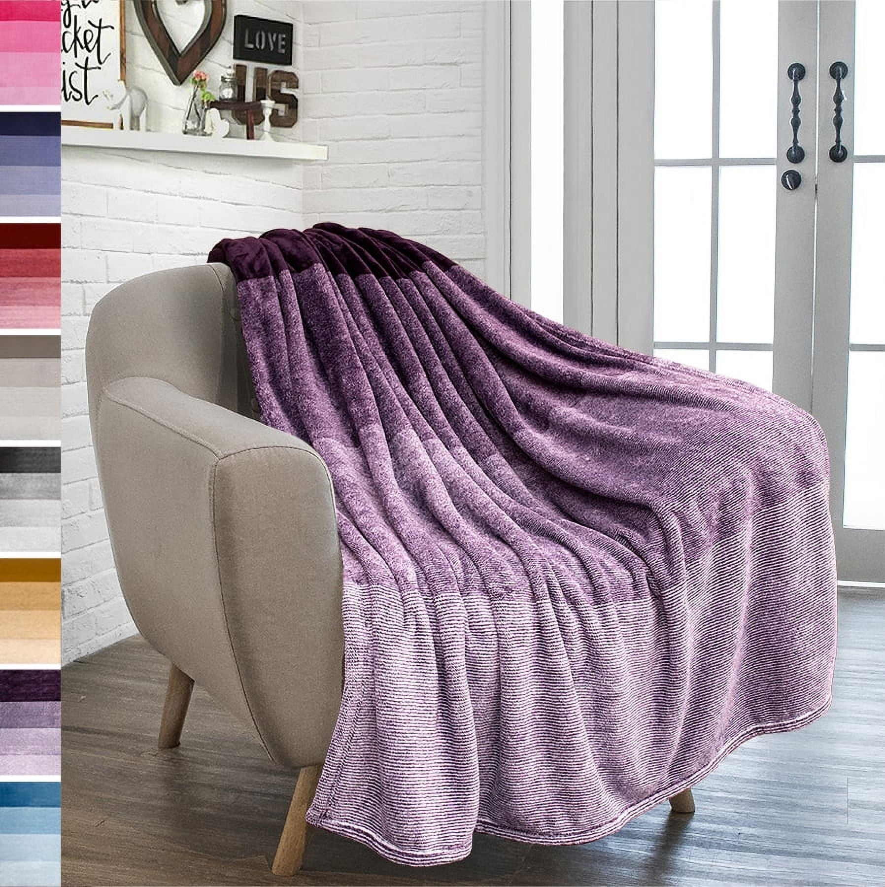 Cozy Fleece Flannel Fleece Ombre Throw Blanket for Couch | Super Soft Cozy Microfiber Couch Blanket | Gradient Decorative Accent ... - Lightweight Plush Warm Blanket for All Seasons - Default Title
