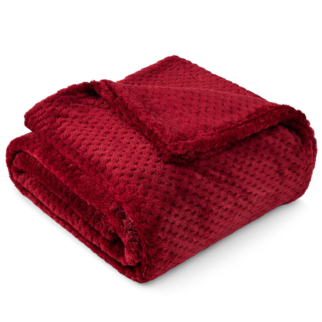 Reversible Sherpa Maroon Red Throw Blanket for Couch, Twin Bed, Soft Fleece Throws for Sofa Chair, Fuzzy Waffle Textured Blanket, Cozy ... - Lightweight Plush Warm Blanket for All Seasons - Default Title