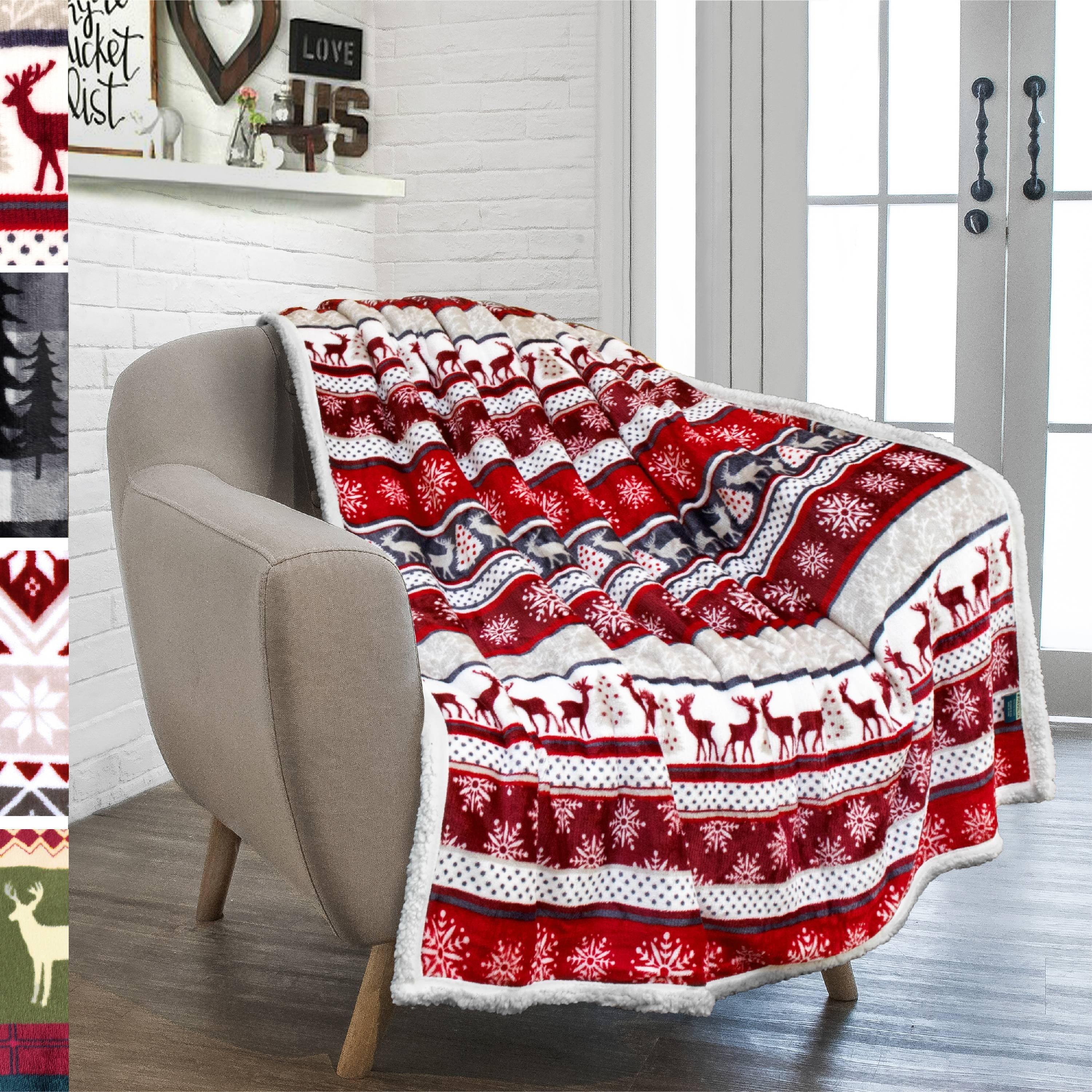 Cozy Fleece Premium Plush Sherpa Throw Christmas Blanket | Soft, Warm, Cozy, Reversible Microfiber Winter Cabin Throw | Plaid Hol... - Super Soft Reversible Sherpa Flannel Blanket - Default Title