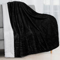 Decorative Knitted Reversible Sherpa Fleece Throw Blanket Black, Plush Flannel Throw, Ultra Soft Warm Ribbed Microfiber Blanket for Sofa... - Super Soft Reversible Sherpa Flannel Blanket - Default Title