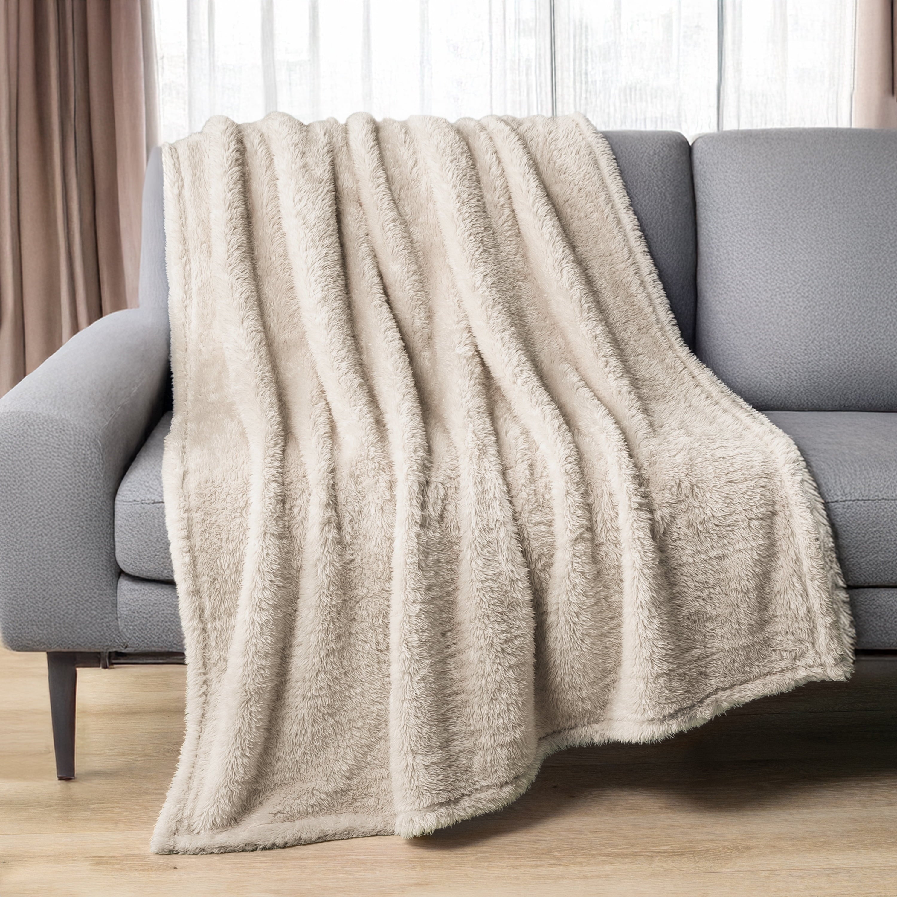 Reversible Sherpa Sherpa Throw Blanket For Couch Sofa, Cream Beige Fluffy Warm Plush Blanket for Bed, Cozy Super Soft Lightweight Throw... - Luxury Knitted Decorative Throw Blanket with Fringes - Default Title
