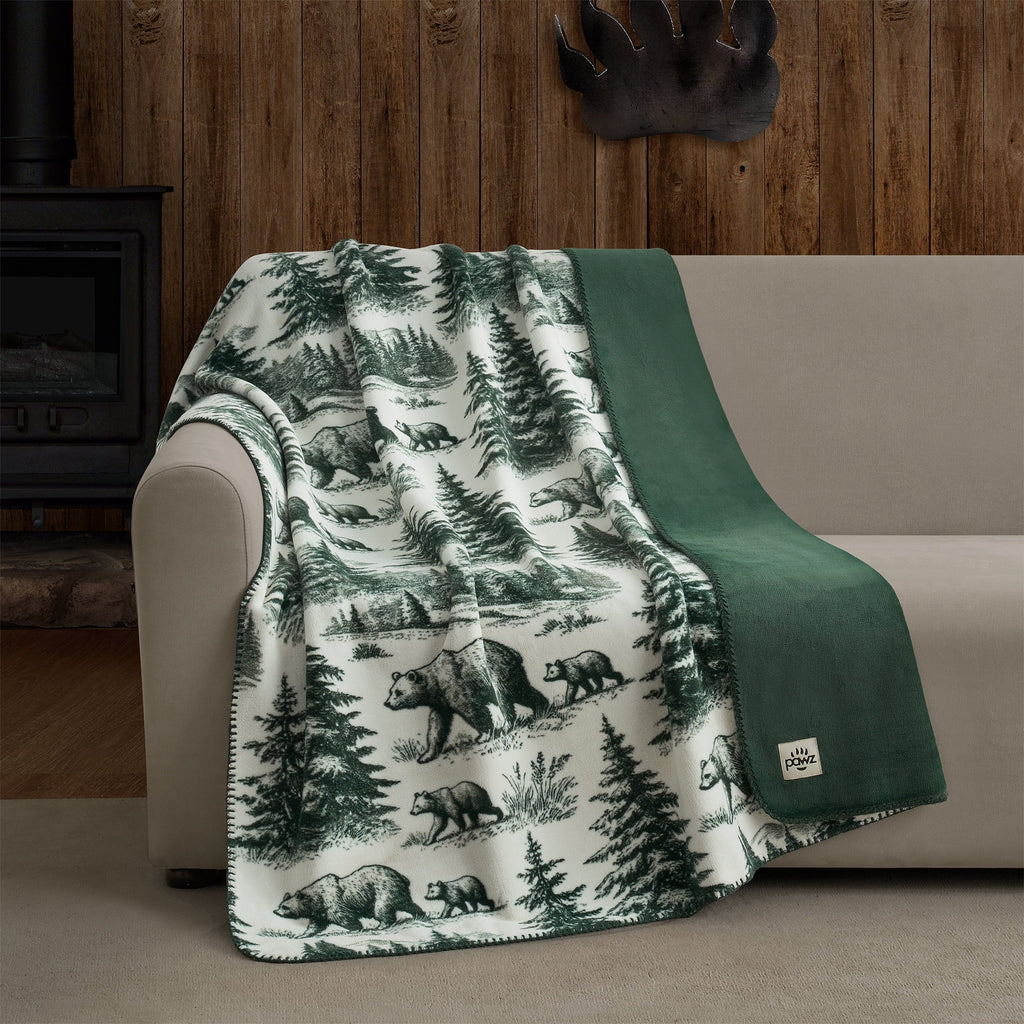 Decorative Knitted Plush Oversized Throw Blanket for Couch or Bed, Soft Flannel Fleece, Green Pine Trees, 50"x72" - Cozy Fleece Throw Blanket for Couch & Bed - Default Title
