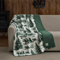 Decorative Knitted Plush Oversized Throw Blanket for Couch or Bed, Soft Flannel Fleece, Green Pine Trees, 50"x72" - Cozy Fleece Throw Blanket for Couch & Bed - Default Title