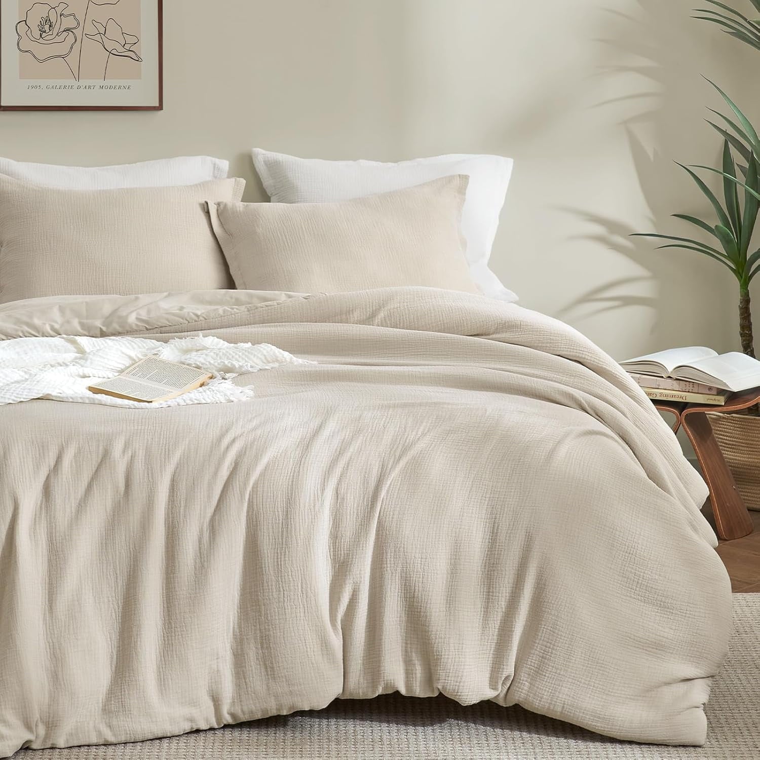 Luxurious Quilted Cotton Muslin Comforter Set Queen Size, Ultra Soft Breathable & Lightweight Bedding Set for All Seasons, 1 Comfy Comf... - Hypoallergenic Ultra-Fluffy Quilt for Winter - Default Title