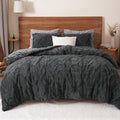 Fluffy Down Alternative Warm Sherpa Fleece Queen Comforter Set, 3D Tufted Fluffy Dark Grey Bedding for Winter, Soft 3 Pieces Shaggy Bed Set, ... - All-Season Down Alternative Comforter Insert - Default Title