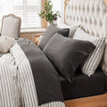 Wrinkle-Resistant 100% Cotton Jersey Knit 4pc Bed Sheet Set Extra Deep Pocket up to 20" Charcoal Gray Queen - Premium Ultra-Soft Pillowcase Pair for Sleeping - Default Title